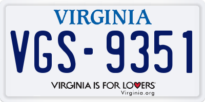 VA license plate VGS9351