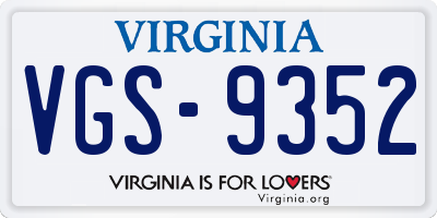 VA license plate VGS9352