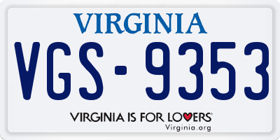 VA license plate VGS9353