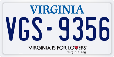 VA license plate VGS9356