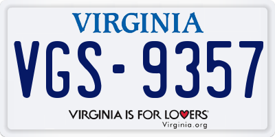VA license plate VGS9357