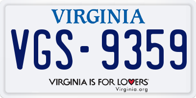 VA license plate VGS9359