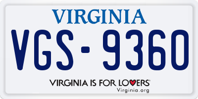 VA license plate VGS9360