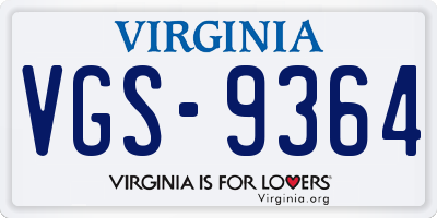 VA license plate VGS9364