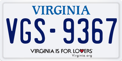 VA license plate VGS9367