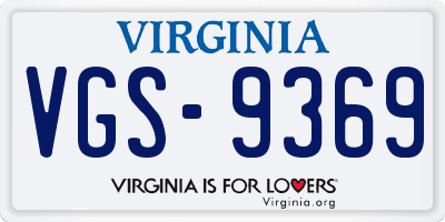 VA license plate VGS9369