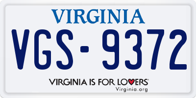 VA license plate VGS9372