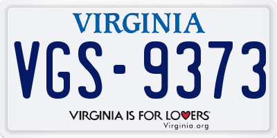 VA license plate VGS9373