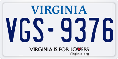 VA license plate VGS9376