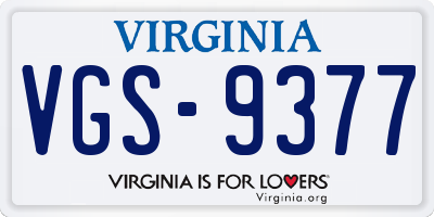 VA license plate VGS9377