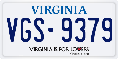 VA license plate VGS9379