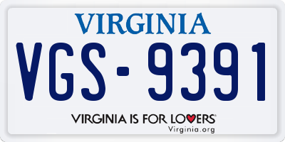 VA license plate VGS9391