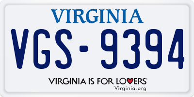 VA license plate VGS9394