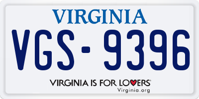 VA license plate VGS9396
