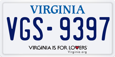 VA license plate VGS9397