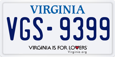 VA license plate VGS9399