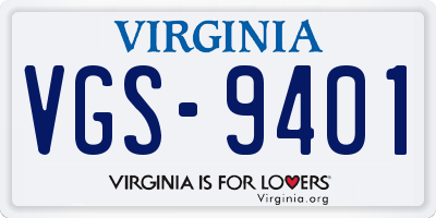 VA license plate VGS9401