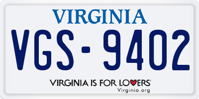 VA license plate VGS9402