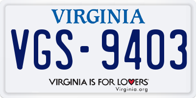 VA license plate VGS9403