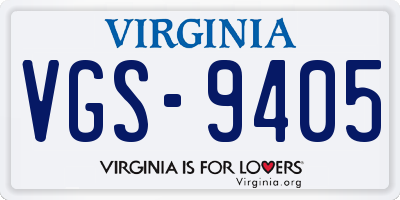 VA license plate VGS9405