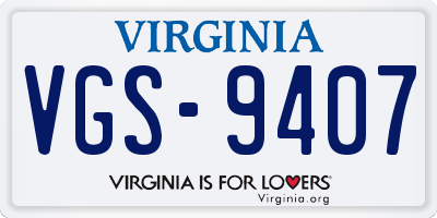 VA license plate VGS9407