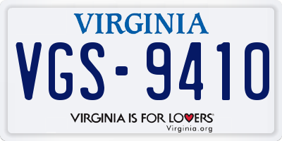 VA license plate VGS9410