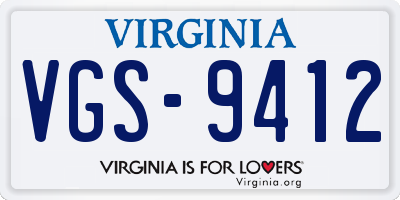 VA license plate VGS9412