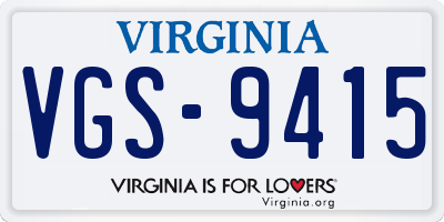 VA license plate VGS9415