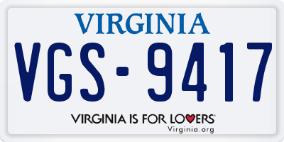 VA license plate VGS9417