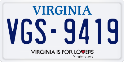 VA license plate VGS9419