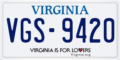 VA license plate VGS9420