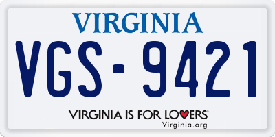 VA license plate VGS9421