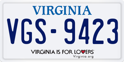 VA license plate VGS9423