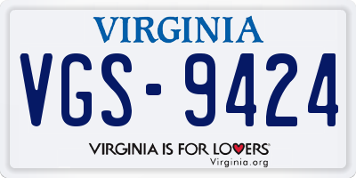 VA license plate VGS9424
