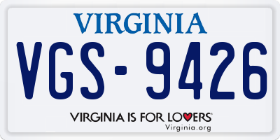 VA license plate VGS9426