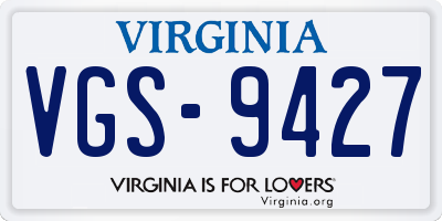 VA license plate VGS9427