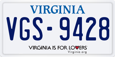 VA license plate VGS9428