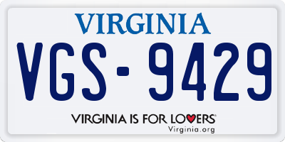 VA license plate VGS9429