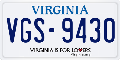 VA license plate VGS9430