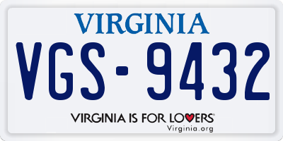 VA license plate VGS9432