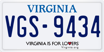 VA license plate VGS9434