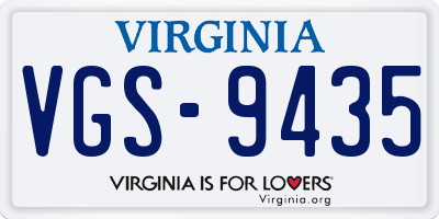 VA license plate VGS9435