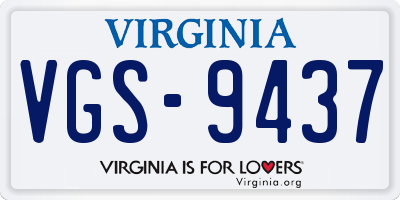 VA license plate VGS9437
