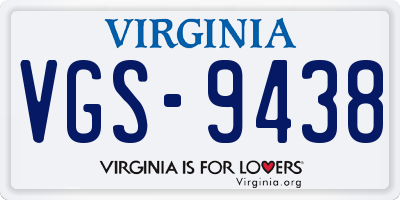 VA license plate VGS9438