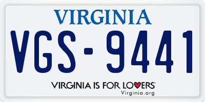 VA license plate VGS9441
