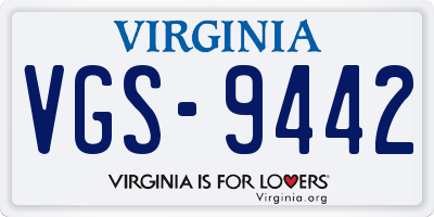VA license plate VGS9442