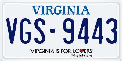 VA license plate VGS9443