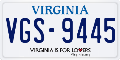 VA license plate VGS9445