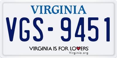 VA license plate VGS9451