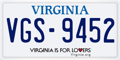 VA license plate VGS9452